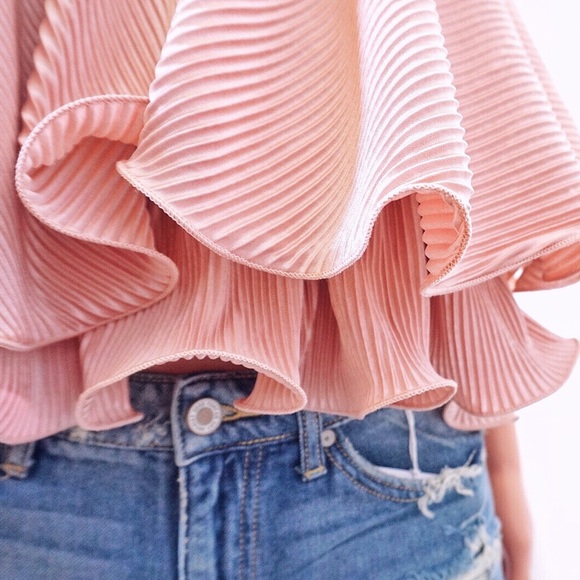 Pink Layered Ruffled Cami Tank Top V-Neck - Picture 2 of 6